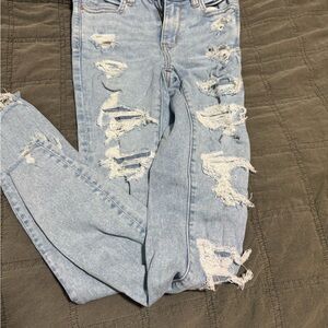 American Eagle Outfitters Light Blue Distressed Skinny Jeans